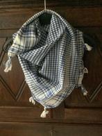 Blauw-wit geruite sjaal, shawl, doek met franjes; 88 x 88 cm, Kleding | Dames, Mutsen, Sjaals en Handschoenen, Ophalen of Verzenden