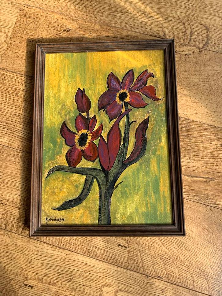 Bloemen Kunstwerk - Schilderij, Antiek en Kunst, Kunst | Schilderijen | Klassiek, Ophalen of Verzenden