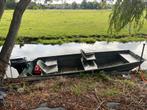 Aluminium platbodem US COAST CUARD 15 pk 2 takt, Watersport en Boten, Platbodems, Ophalen, Aluminium, Zo goed als nieuw, Benzine