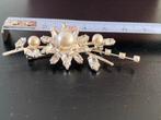 Vintage kristallen & parel broche, Ophalen of Verzenden, Zo goed als nieuw, Wit, Overige materialen