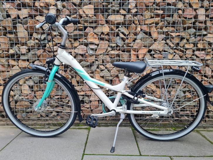 Fijne 24" S'cool meisjesfiets 7 versn. (oa nw banden), Fietsen en Brommers, Fietsen | Meisjes, Gebruikt, 24 inch, Handrem, Versnellingen