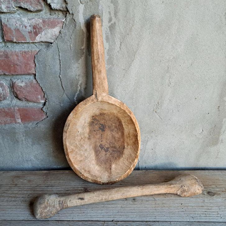 Oude brocante houten schep gruttersschep lepel *Etage3*, Huis en Inrichting, Woonaccessoires | Overige, Gebruikt, Ophalen of Verzenden