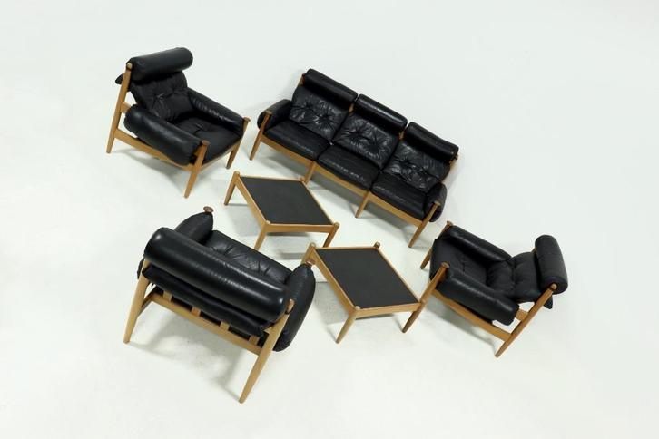 Vintage design Zithoek Eric Merthen Ire Möbler Jaren 50 60, Huis en Inrichting, Fauteuils, Gebruikt, Hout, Leer, Minder dan 50 cm