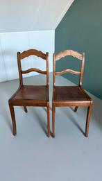 Twee mooie vintage, antieke, brocante houten stoelen, Ophalen, Gebruikt, Twee, Bruin