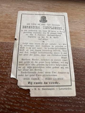 Oud -Verploegen Berendina 1870-1898 Warga  beschikbaar voor biedingen