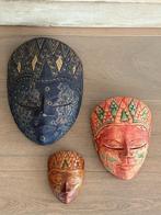 Antiek Javaans Rama (Sita) Houten Masker Batik Patroon, Antiek en Kunst, Ophalen of Verzenden