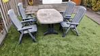 JARDIN rechthoekige blauwe tafel & stoelen kunstof, Ophalen, 4 zitplaatsen, Kunststof, Gebruikt