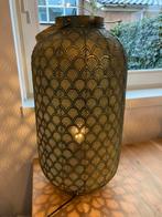 Windlicht/lantaarn binnen groen/goud, Ophalen of Verzenden, Zo goed als nieuw, Rond