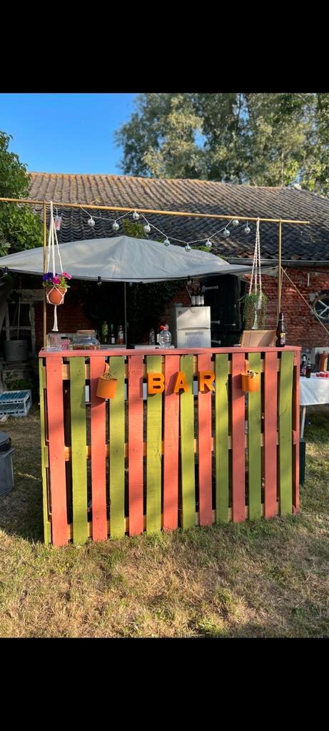 Kleurrijke bar van pallethout, Huis en Inrichting, Barren, Zo goed als nieuw, Ophalen