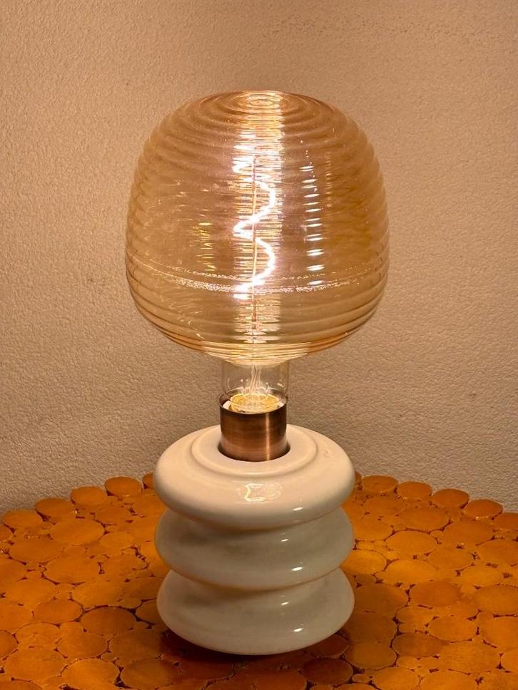 “Porceleine Isolator“, Huis en Inrichting, Lampen | Tafellampen, Zo goed als nieuw, Minder dan 50 cm, Glas, Overige materialen