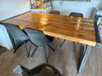 Eettafel gemaakt van steigerhout en gietijzer., Huis en Inrichting, Ophalen, Overige materialen, Gebruikt, Industriëel. Warm. Robuust. Duurzaam.