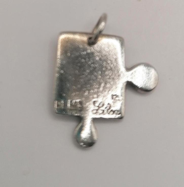 Lilou zilveren hanger zilver 925 gemerkt puzzel stukje, Sieraden, Tassen en Uiterlijk, Kettinghangers, Gebruikt, Zilver, Zilver