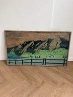 Handcrafted painting of Boulder Flatiron Mountains on wood, Antiek en Kunst, Ophalen