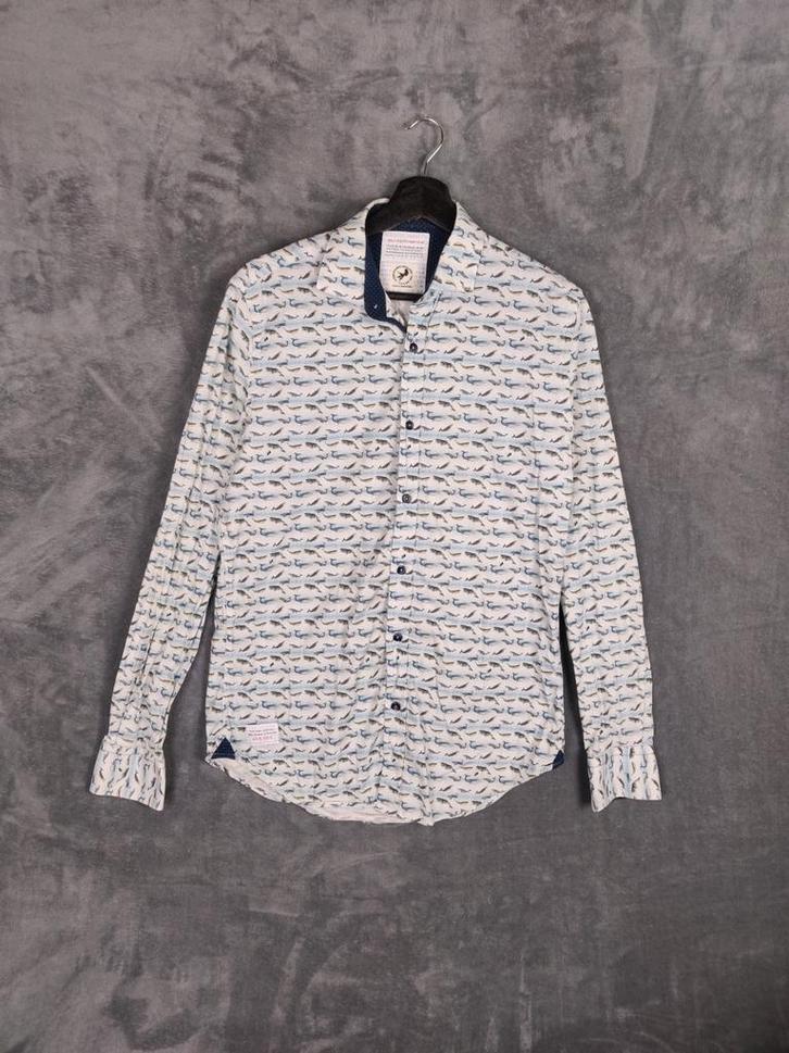 A Fish Named Fred Overhemd M Lange Mouw Walvis Patroon Wit, Kleding | Heren, Overhemden, Zo goed als nieuw, Halswijdte 39/40 (M)