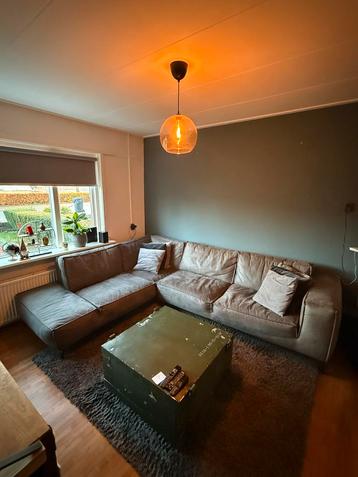 Hoekbank Ecoleer Grijs 300x230cm Goeie Staat!