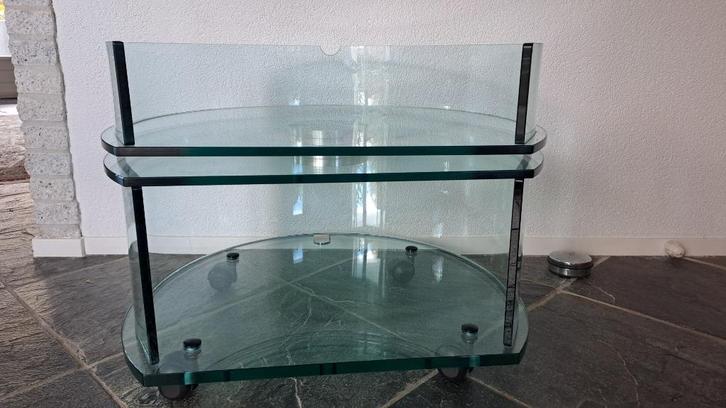 exclusieve ronde glazen salontafel, Huis en Inrichting, Tafels | Salontafels, Zo goed als nieuw, Minder dan 50 cm, 50 tot 100 cm