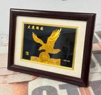 Chinees kunstwerk ingelijst gouden adelaar reliëf bladgoud, Ophalen of Verzenden