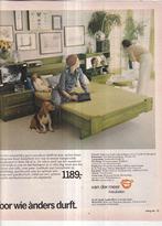 Retro reclame 1974 Van der Meer meubels bed vrouw hond, Verzamelen, Retro, Ophalen of Verzenden