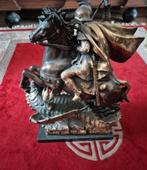 Sint Joris en de Draak – 35 kg op marmer – Massief brons, Antiek en Kunst, Ophalen of Verzenden