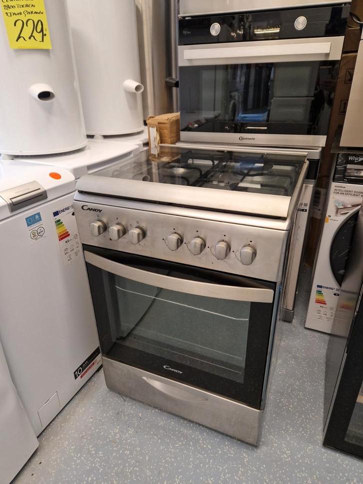 Candy Gasfornuis RVS 60cm - Zo Goed Als Nieuw!, Witgoed en Apparatuur, Fornuizen, Zo goed als nieuw, Vrijstaand, Gas, 4 kookzones