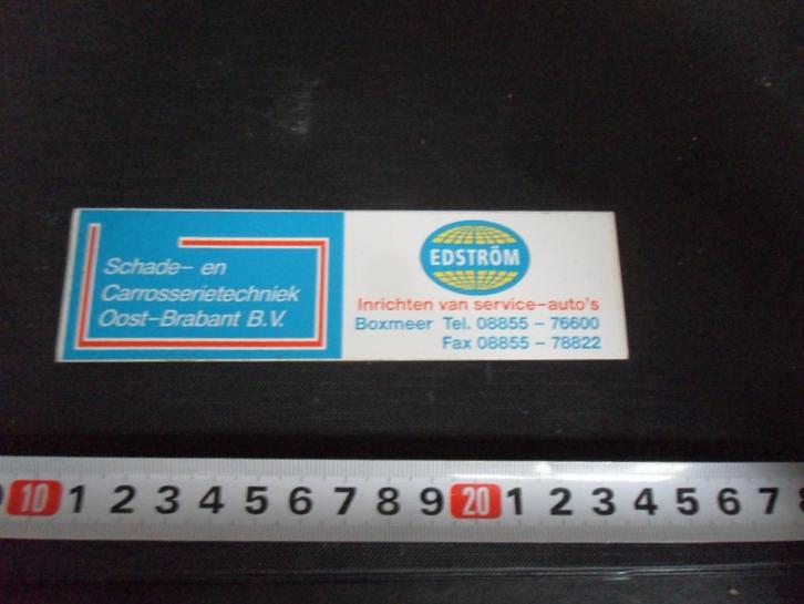 sticker boxmeer edström schade/carrosserietechniek oost-brab, Verzamelen, Stickers, Zo goed als nieuw, Ophalen