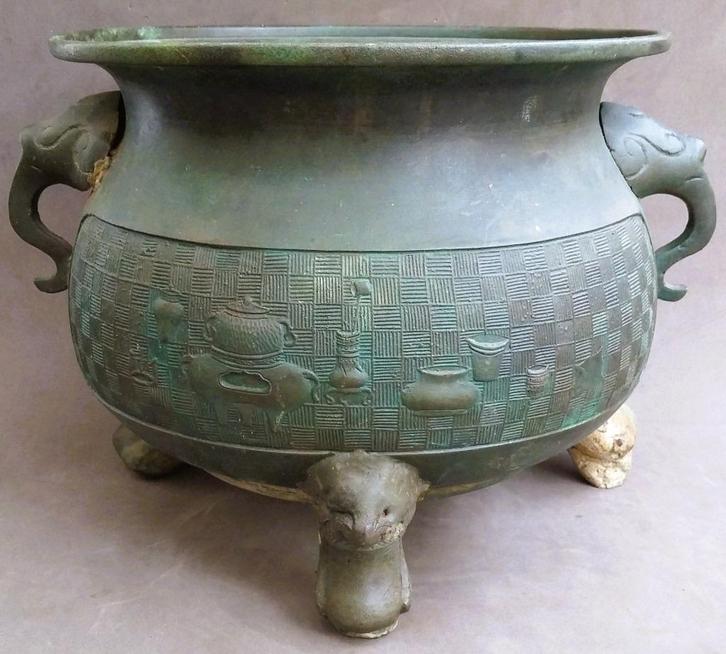 Om 1850 - 1900 Japan Brons Bronzen Cache-pot Plantenpot Pot, Antiek en Kunst, Kunst | Niet-Westerse kunst, Ophalen of Verzenden