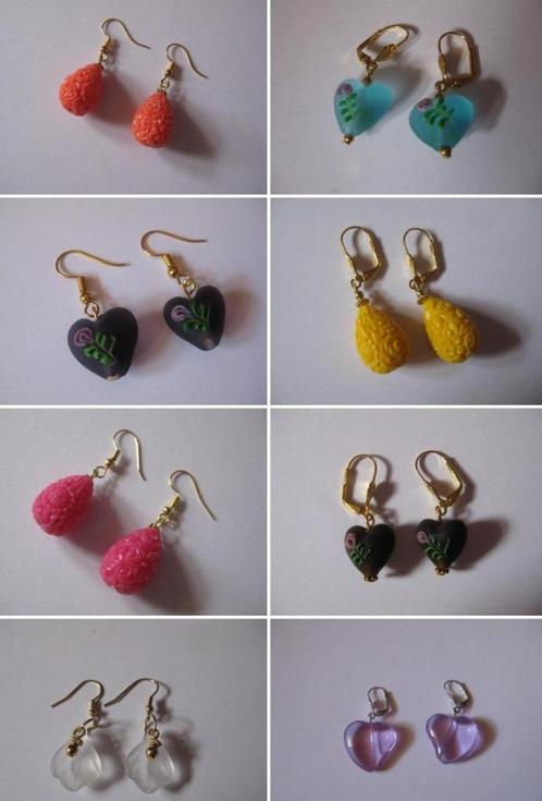 Diverse oorbellen / oorhangers glazen hartjes etc, Sieraden, Tassen en Uiterlijk, Oorbellen, Nieuw, Hangers, Overige materialen