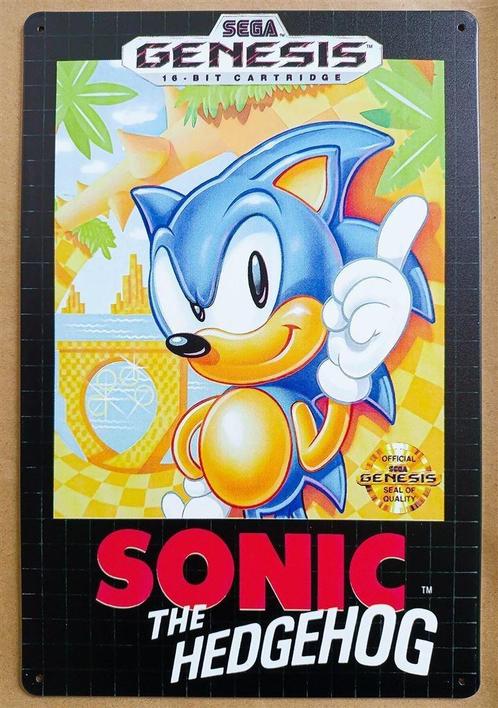 | SONIC THE HEDGEHOG SEGA METALEN Wandbord Poster, Huis en Inrichting, Woonaccessoires | Wanddecoraties, Nieuw, Verzenden