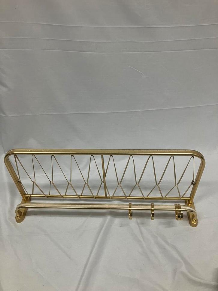 Vintage messing garderobe wandkapstok met hoedenplank., Huis en Inrichting, Woonaccessoires | Kapstokken, Gebruikt, Wandkapstok