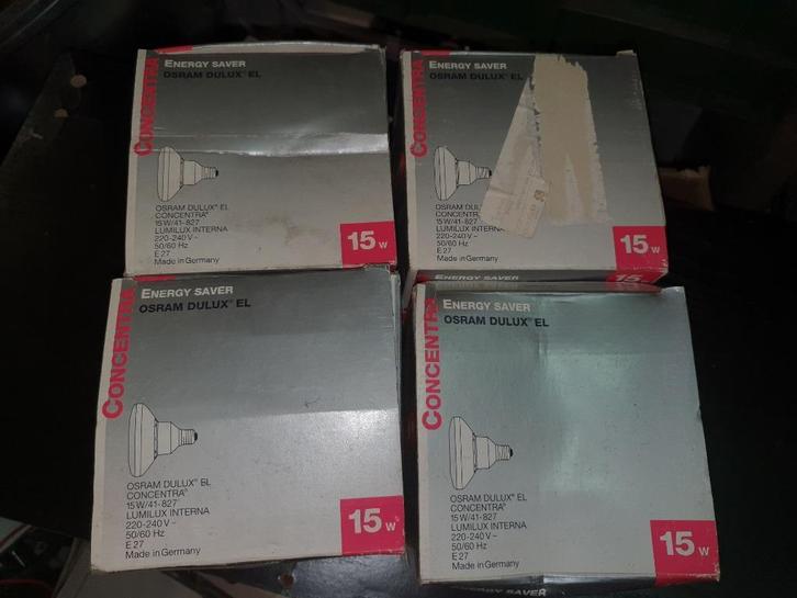 4x Osram Concentra lamp E27 15W kleur 827 warm wit, Huis en Inrichting, Lampen | Losse lampen, Nieuw, Led-lamp, E27 (groot), Ophalen