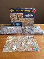 Jan van Haasteren 2x1000 comic puzzle met poster, Ophalen of Verzenden, Meer dan 1500 stukjes, Gebruikt, Legpuzzel
