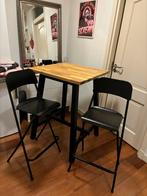Ikea Tybyn bartafel + 2x barkruk Franklink zwart, Ophalen, 100 tot 150 cm, 50 tot 100 cm, Zo goed als nieuw