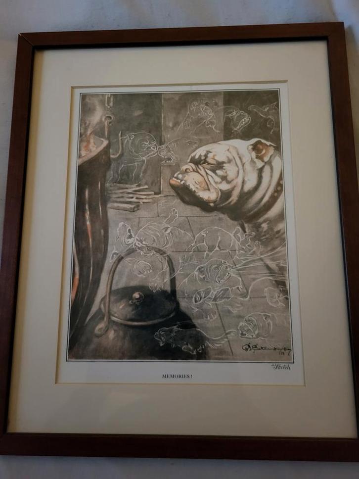 Vintage engelse Bulldog Prenten Ingelijst - Diverse Stijlen, Verzamelen, Foto's en Prenten, Ophalen of Verzenden