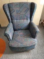 Kleurrijke fauteuil met retro uitstraling, Huis en Inrichting, Fauteuils, Ophalen, Gebruikt, Hout, Retro