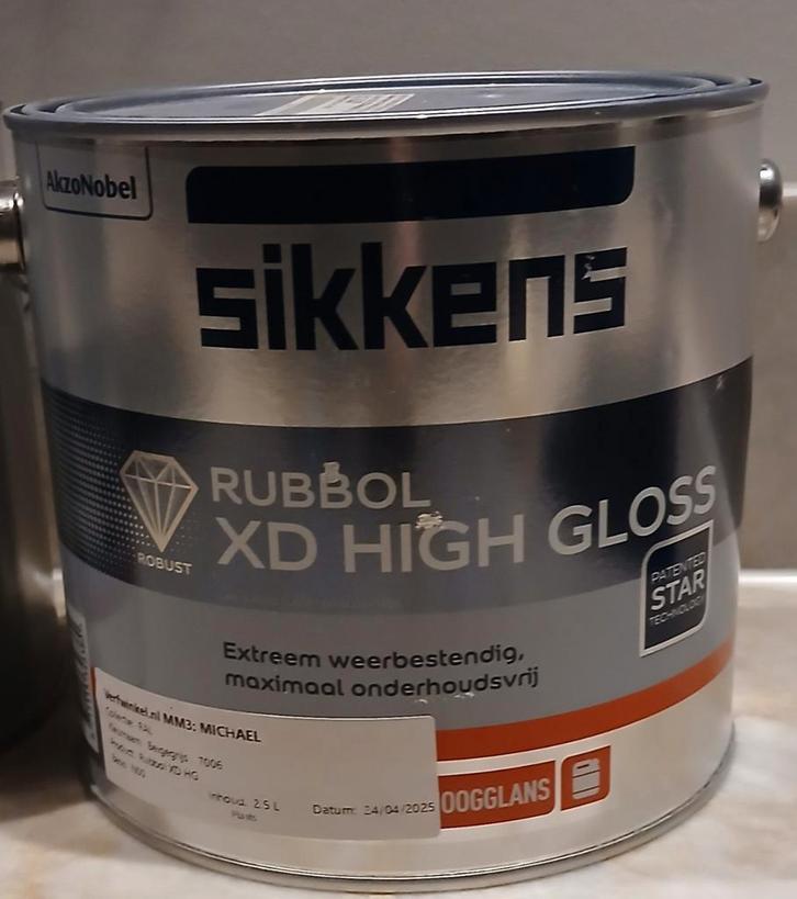 2 Potten Sikkens Rubbol XD High Gloss Buitenverf, Doe-het-zelf en Verbouw, Verf, Beits en Lak, Ophalen of Verzenden