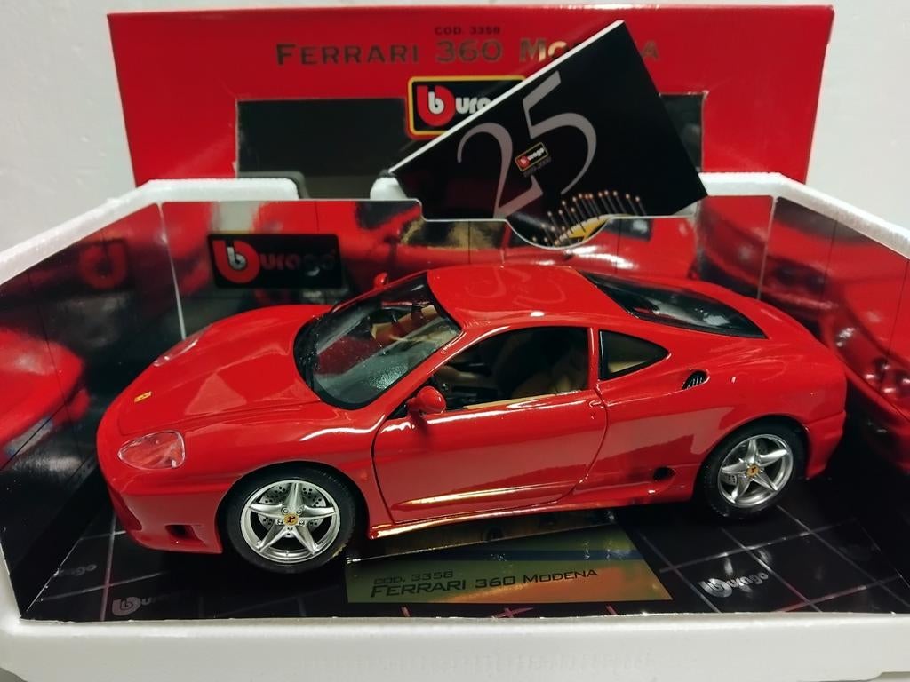 Ferrari 360 Modena classic red 25yrs Bburago metal 1:18 KRD, Ophalen of Verzenden, Zo goed als nieuw, Auto, Bburago