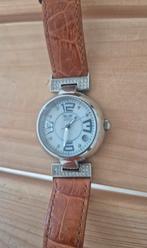 Davis Dameshorloge Leer & Strass, Sieraden, Tassen en Uiterlijk, Horloges | Dames, Overige merken, Leer, Staal, Polshorloge