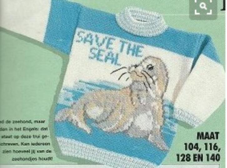 Zeehond trui breipatroon, Hobby en Vrije tijd, Breien en Haken, Zo goed als nieuw, Breien, Patroon of Boek, Ophalen of Verzenden