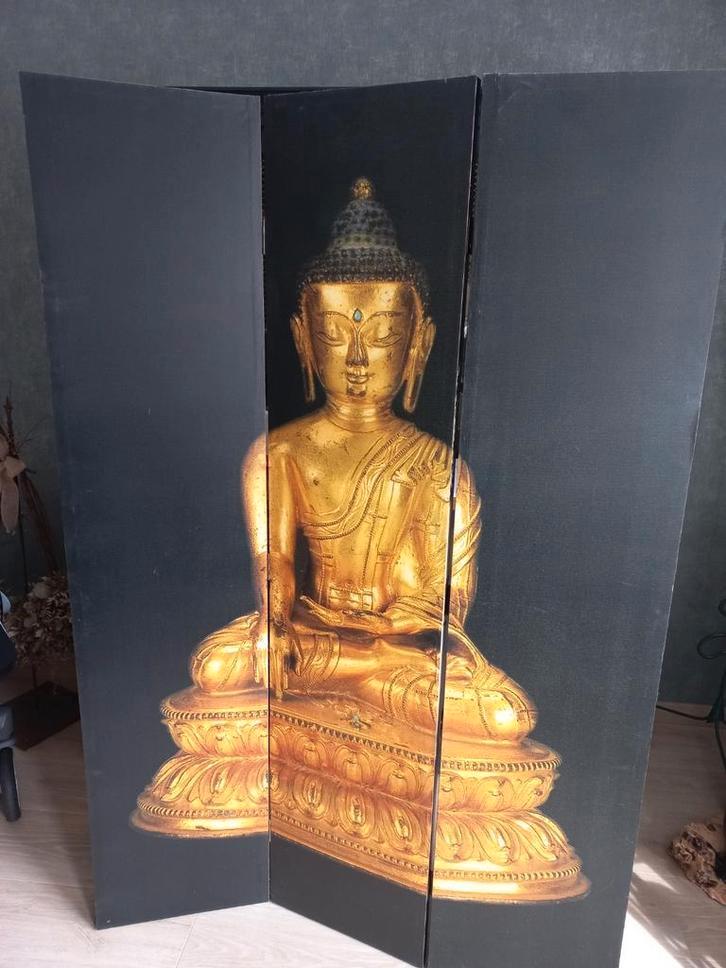 Boeddha Canvas Roomdivider kamerscherm paravent., Huis en Inrichting, Woonaccessoires | Boeddhabeelden, Zo goed als nieuw, Ophalen