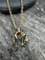 14k Gouden Rope Ketting met Panter Hanger, Ophalen of Verzenden, Nieuw, Goud, Met hanger