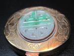 Antiek pillendoosje met jade A verguld zeldzaam, Sieraden, Tassen en Uiterlijk, Antieke sieraden, Ophalen, Overige materialen