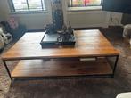 Grote Eiken staal Salon tafel + bijpassende bijzettafel, Huis en Inrichting, Tafels | Salontafels, Ophalen, Eikenhout, Zo goed als nieuw