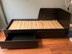 IKEA FLEKKE bedbank met 2 opberglades, Ophalen, Verstelbaar, Uitschuifbaar bed, Zwart