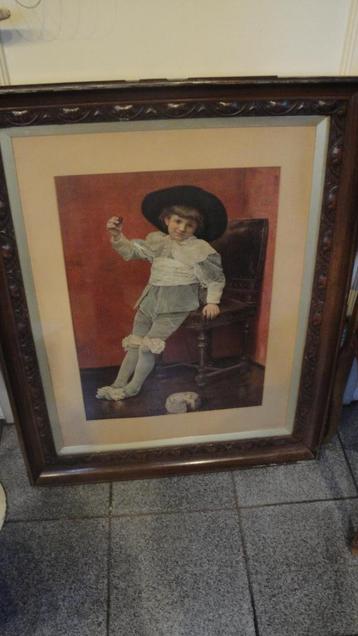 schilderij  in mooie lijst antiek jongetje beschikbaar voor biedingen