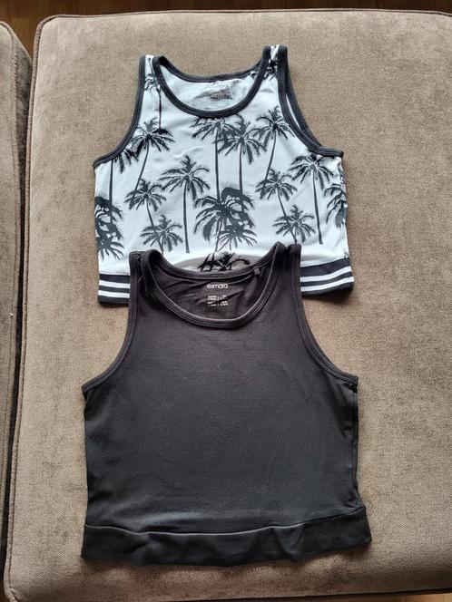 Witte top palmboom en zwarte top mt 36 esmara, Kleding | Dames, Tops, Zo goed als nieuw, Maat 36 (S), Zwart, Zonder mouw, Ophalen of Verzenden