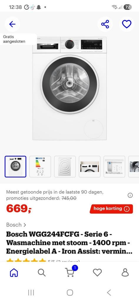 Bosch Serie 6 i-DOS Wasmachine, Ophalen of Verzenden, 1200 tot 1600 toeren, Minder dan 85 cm