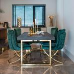 4 Groene Richmond Eetkamerstoelen met Gouden Poten, Ophalen
