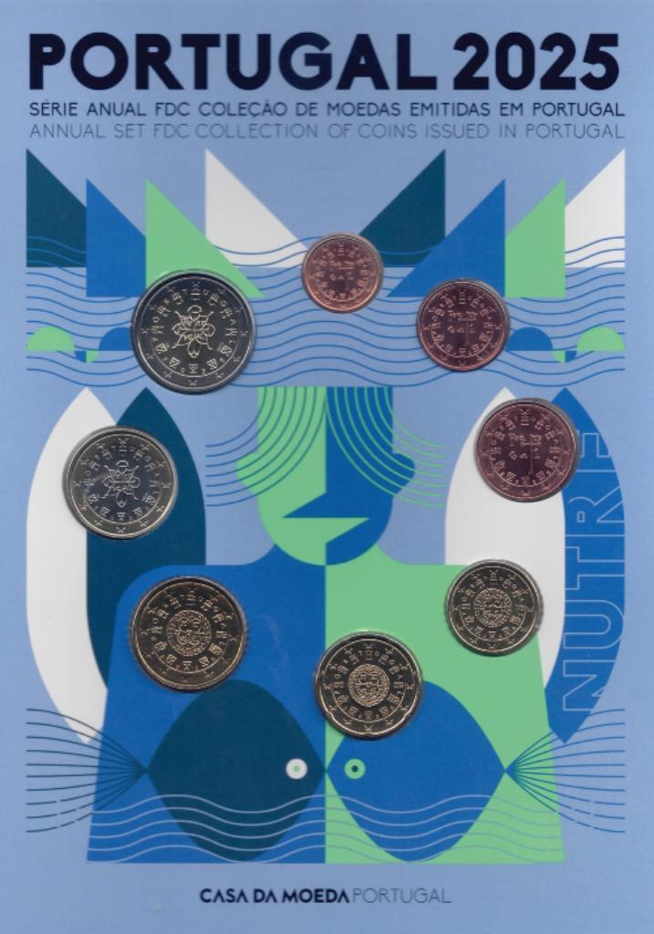 Portugal 2025 FDC-set, Postzegels en Munten, Munten | Europa | Euromunten, Setje, Overige waardes, Portugal, Ophalen of Verzenden