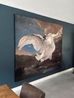 Groot schilderij op doek De Bedreigde Zwaan, Ophalen, 125 cm of meer, Zo goed als nieuw, Schilderij