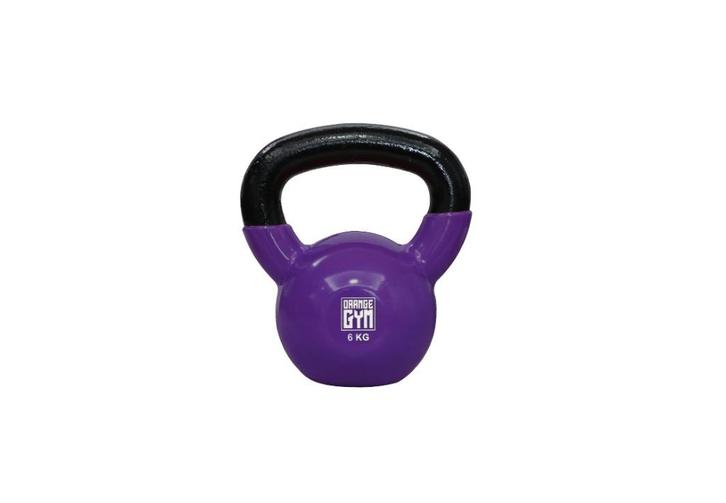 Orange Gym Vinyl Kettlebell 6 kg, Sport en Fitness, Fitnessmaterialen, Nieuw, Kettlebell, Armen, Benen, Borst, Rug, Ophalen of Verzenden